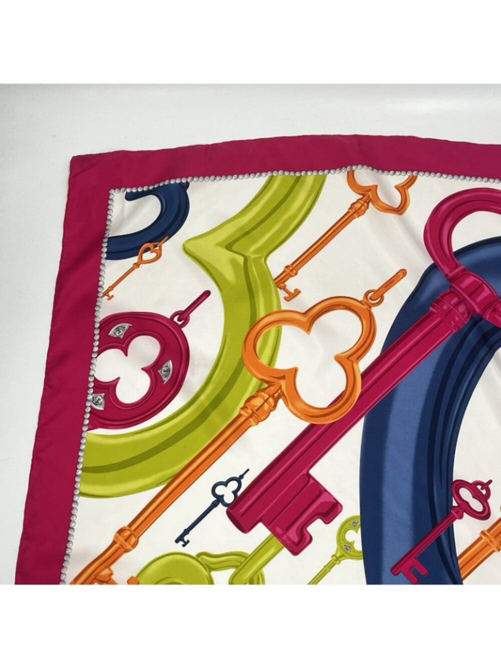 Tiffany & Co Hand Rolled Silk Scarf Made in Italy Pink Luxury Colorful Square - Picture 4 of 8